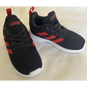 Adidas Boys Shoes Kids Lite Racer Sneakers Slip-On Black Red Size 6K no insoles